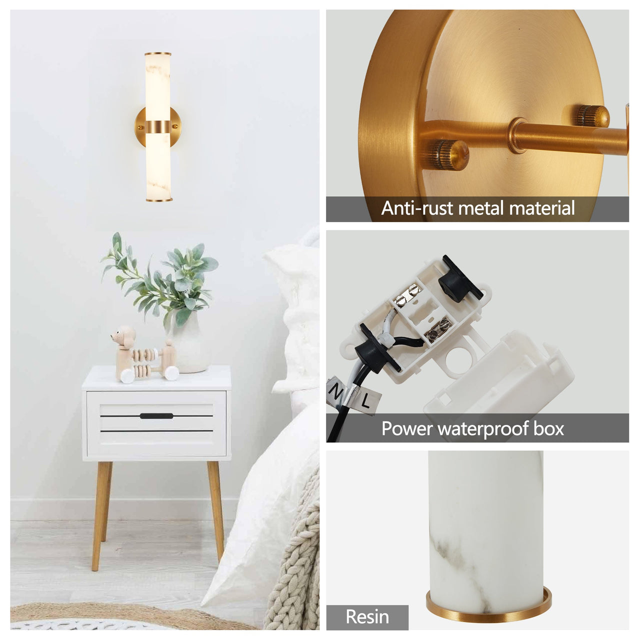 Golden and Elegant Resin Wall Sconce
