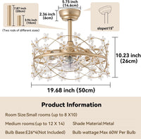 Thumbnail for Gold Caged Ceiling Fan with Light