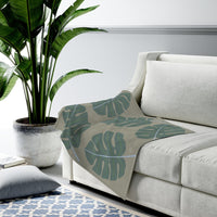 Thumbnail for Abstract Leaves Green Plush Blanket Throw
