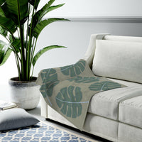 Thumbnail for Abstract Leaves Green Plush Blanket Throw