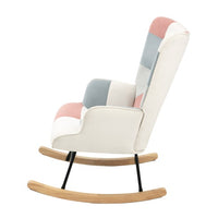 Thumbnail for Mid Century Fabric Rocker Chair With Wood Legs