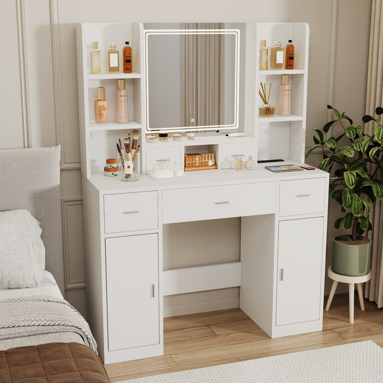 Smart Mirror Dressing Table With Drawers And Storage Cabinet