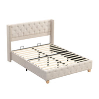 Thumbnail for Upholstered King Size Bed With Slatted Frame And Headboard