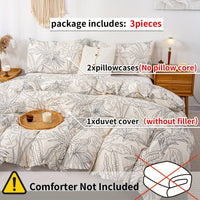 Thumbnail for Elegant Leaf Print 3Piece Duvet Cover Set
