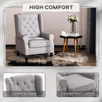 Thumbnail for Gray Fabric Tufted Club Accent Chair With Removable Cushion