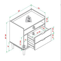 Thumbnail for Mid-Century Modern Solid Wood 2-Drawer Gallery Nightstand - Caramel