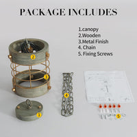 Thumbnail for Adjustable Metal and Wood Pendant Light
