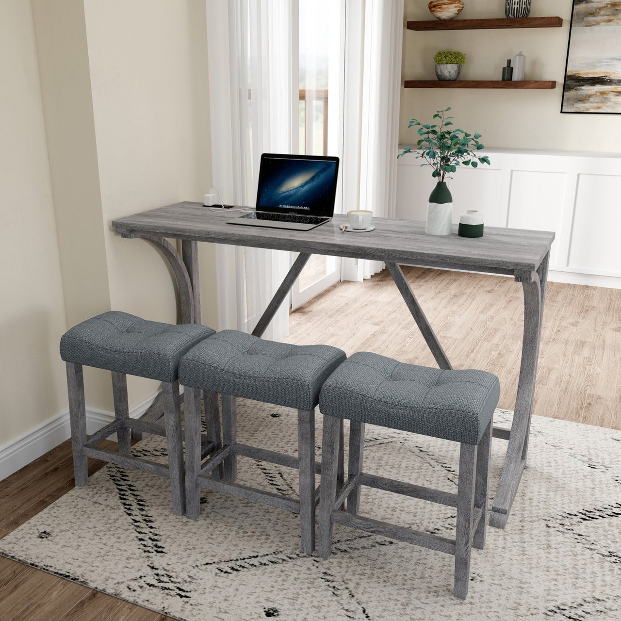 Bar Table Set With Power Outlet
