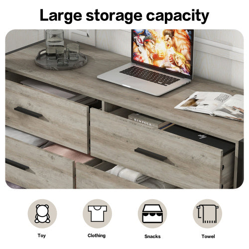 Wooden Dresser With 6 Drawers