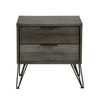 Thumbnail for Contemporary Three-Tone Gray Finish Nightstand Perched Atop Metal Legs Acacia Veneer Modern Bedroom Furniture