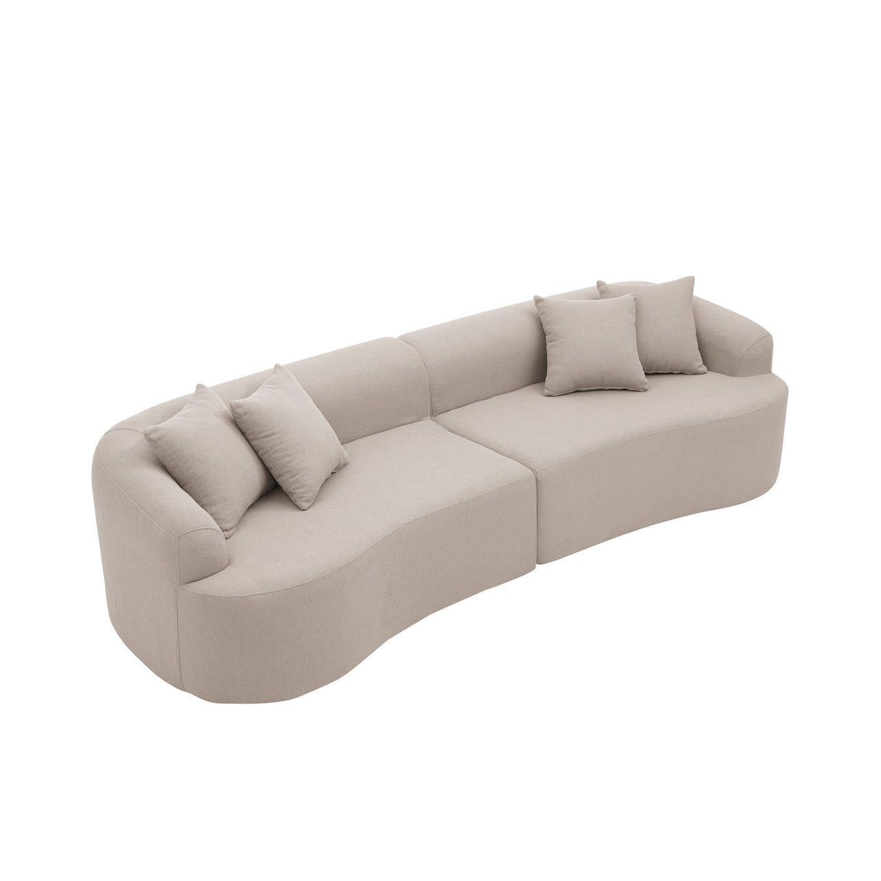 Curved Modular Sectional Sofa in Lamb's Wool Fabric
