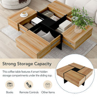 Thumbnail for Unique Design Coffee Table With 4 Hidden Storage Compartments