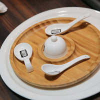Thumbnail for Bamboo 2 Section Platter For Appetizers / Barbecue