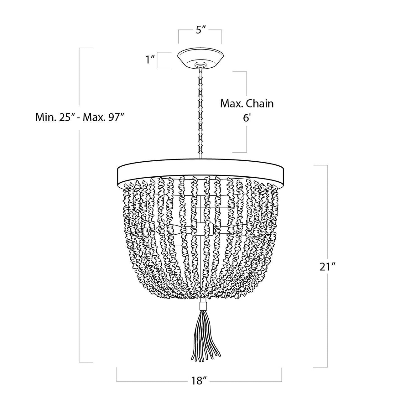 Milos Beads and Rattan Chandelier