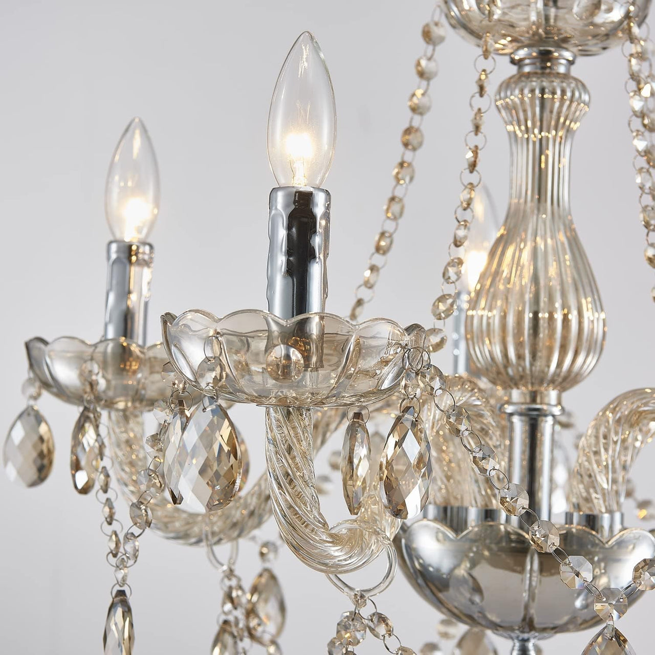Champagne Crystal Chandelier 5 Light Modern