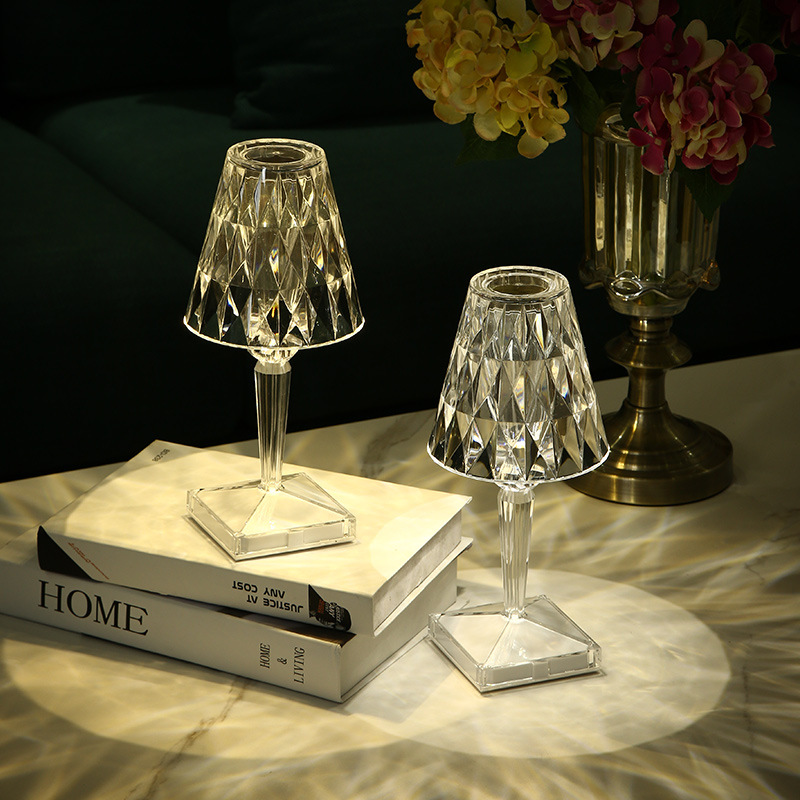 Rose Crystal Table Lamp with USB Charging