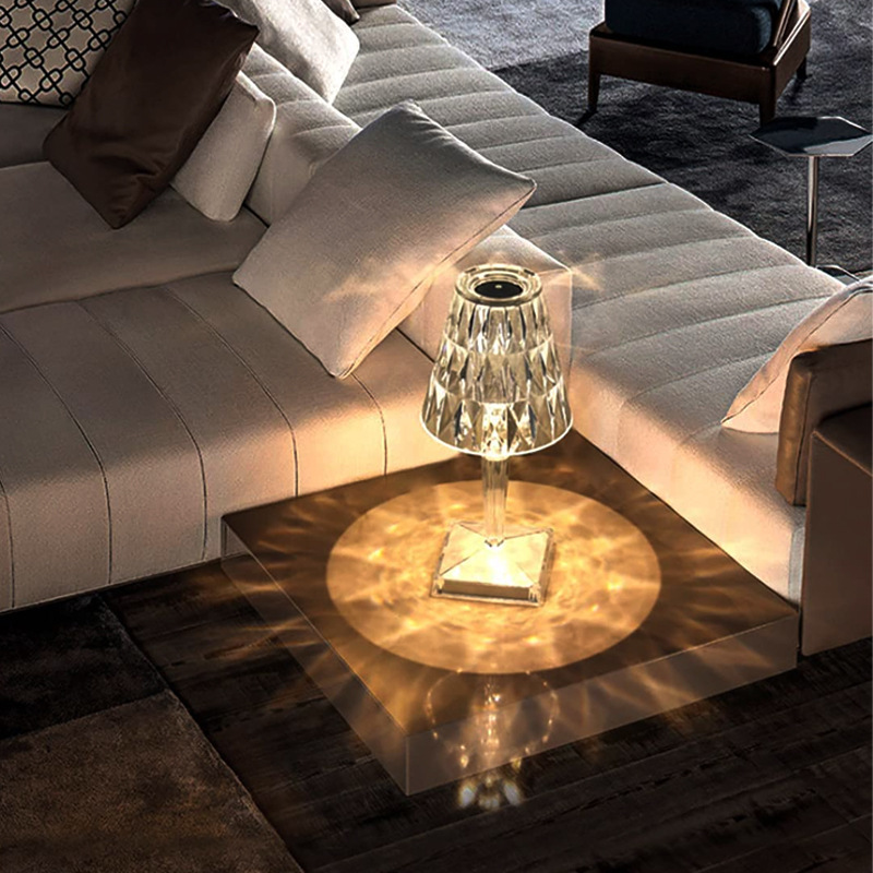 Rose Crystal Table Lamp with USB Charging