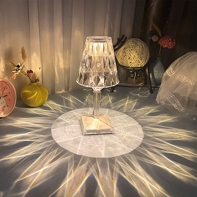 Rose Crystal Table Lamp with USB Charging