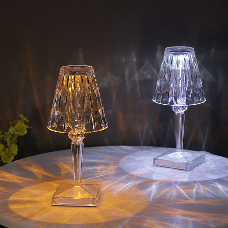 Rose Crystal Table Lamp with USB Charging