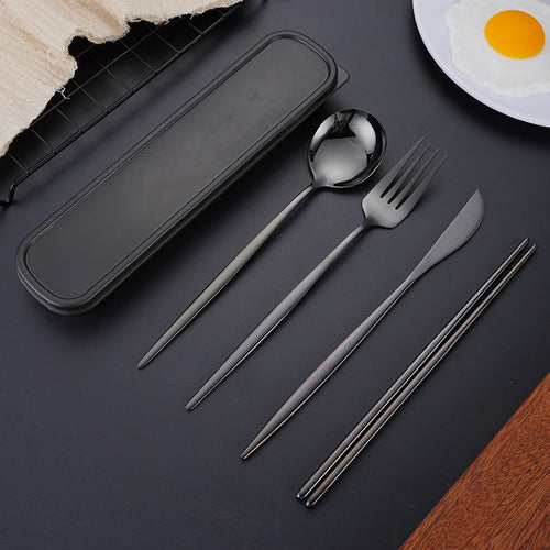 Portable 4Piece Stainless Steel Cutlery Set with Case