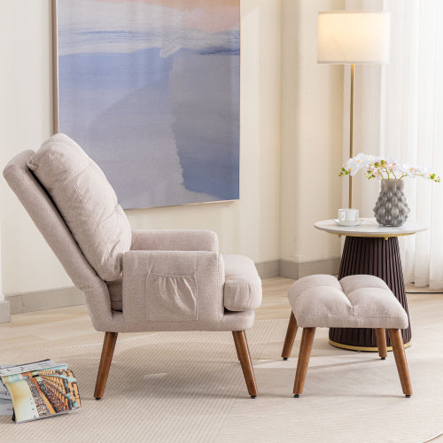 Lounge Chair With Footrest, 5-stage Adjustable Backrest