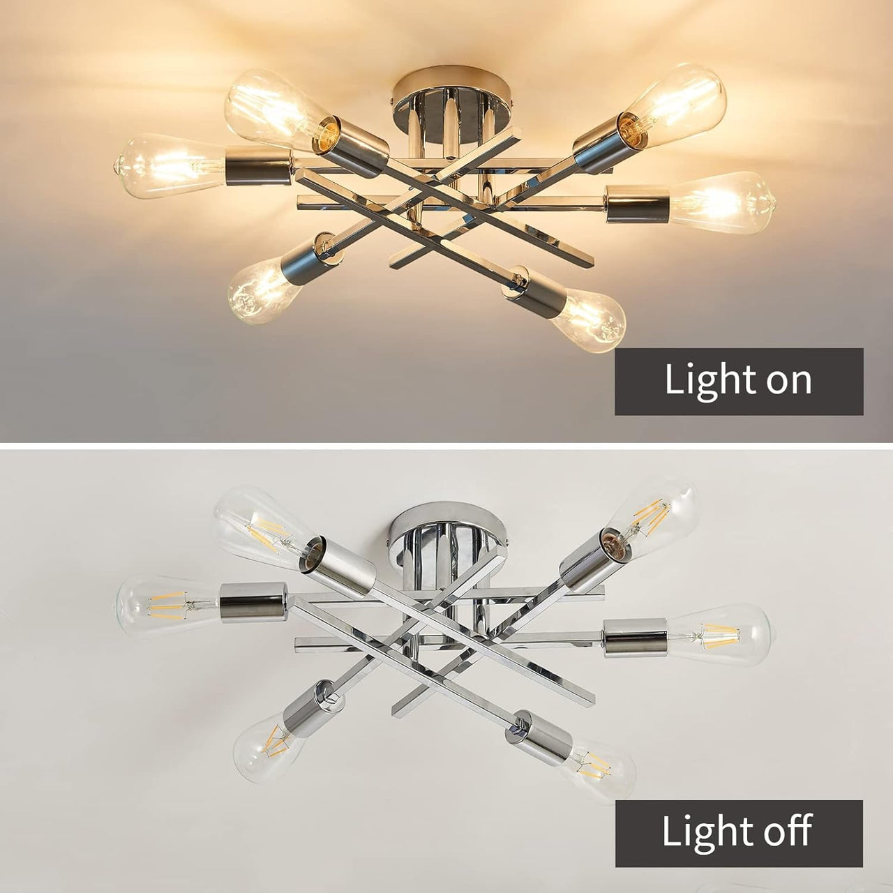6-Lights Semi Flush Mount Ceiling Light