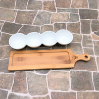 Thumbnail for Fine Porcelain Centipede 4 Section Dish With Bamboo Serving Tray
