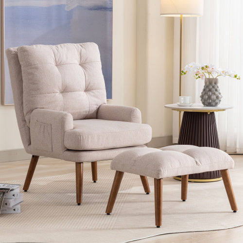 Lounge Chair With Footrest, 5-stage Adjustable Backrest