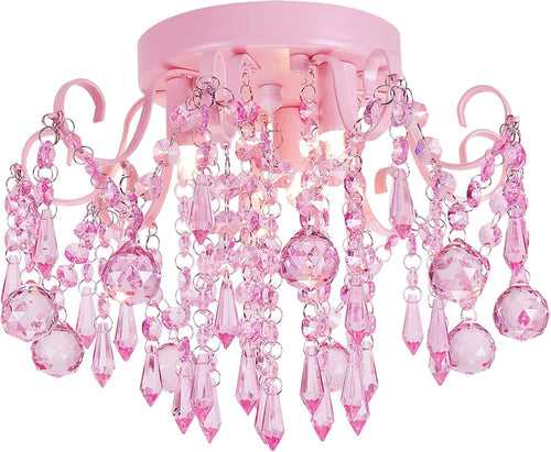 Small Pink Crystal Chandelier