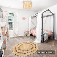 Thumbnail for Bohemia Wood Beaded Flush Mount Ceiling Light