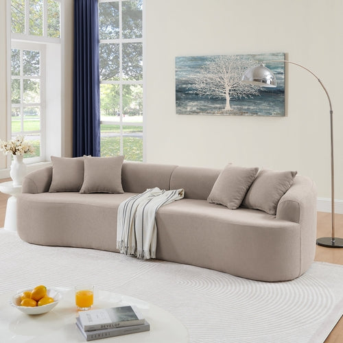 Curved Modular Sectional Sofa in Lamb's Wool Fabric