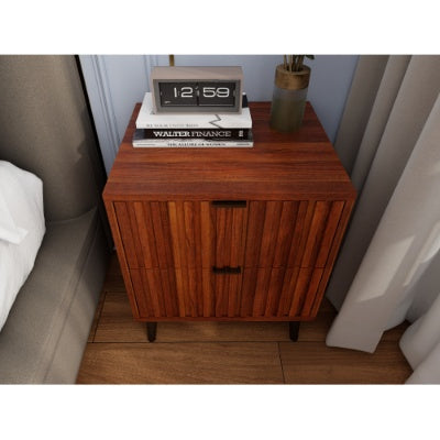 Wooden Nightstand With 2 Drawers