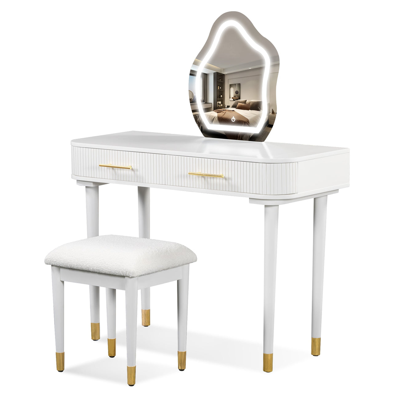 40" Modern Vanity Table Set with Mirror Touch Screen Lighted Mirror
