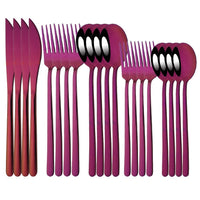 Thumbnail for 20Pcs Pink Silver Stainless Steel Dinnerware Set - Casatrail.com