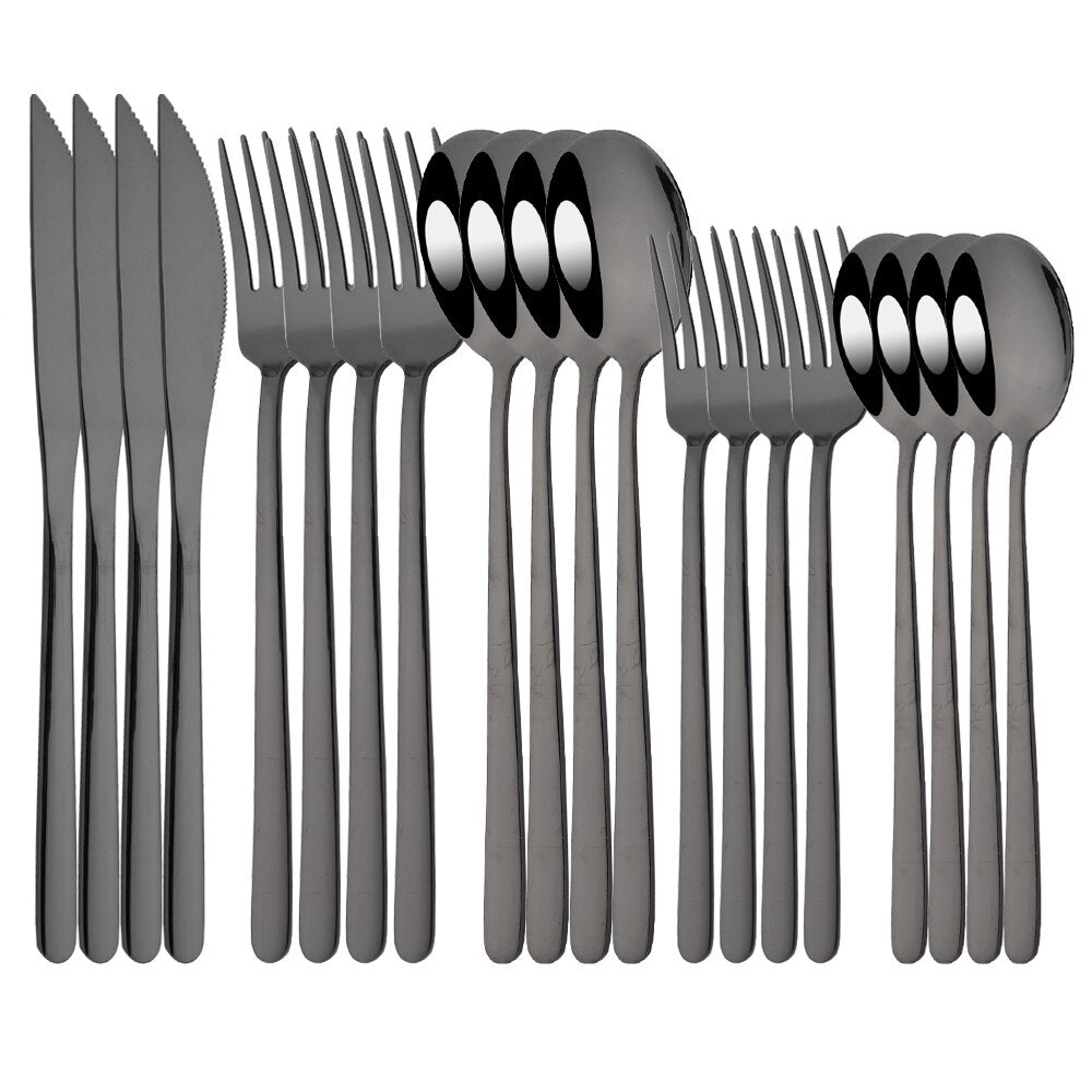 20Pcs Pink Silver Stainless Steel Dinnerware Set - Casatrail.com