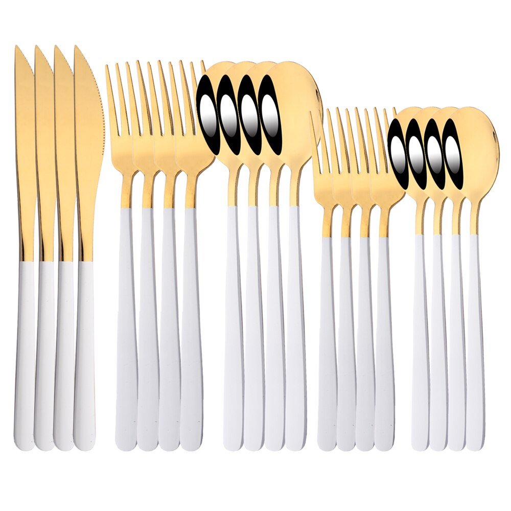 20Pcs Pink Silver Stainless Steel Dinnerware Set - Casatrail.com