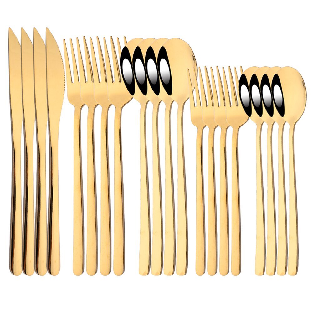 20Pcs Pink Silver Stainless Steel Dinnerware Set - Casatrail.com