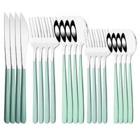 Thumbnail for 20Pcs Pink Silver Stainless Steel Dinnerware Set - Casatrail.com