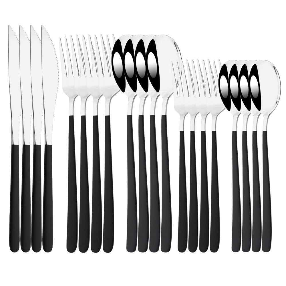 20Pcs Pink Silver Stainless Steel Dinnerware Set - Casatrail.com