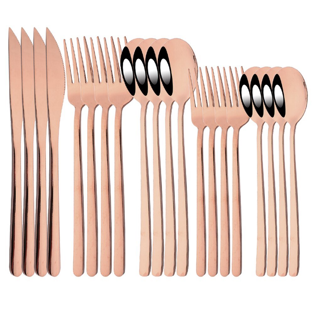 20Pcs Pink Silver Stainless Steel Dinnerware Set - Casatrail.com