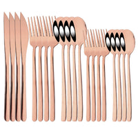 Thumbnail for 20Pcs Pink Silver Stainless Steel Dinnerware Set - Casatrail.com