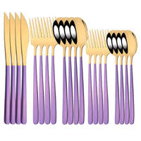 Thumbnail for 20Pcs Pink Silver Stainless Steel Dinnerware Set - Casatrail.com