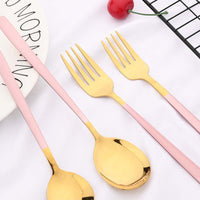 Thumbnail for 20Pcs Pink Silver Stainless Steel Dinnerware Set - Casatrail.com