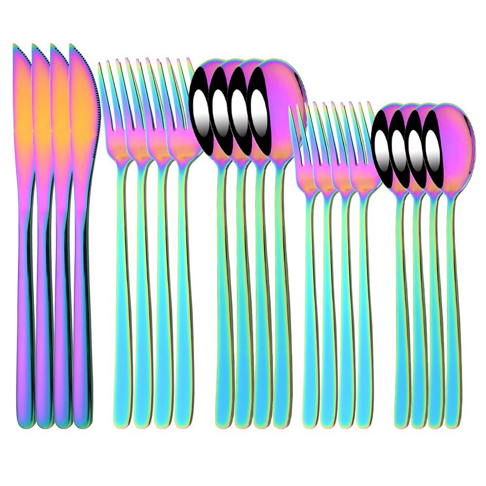 20Pcs Pink Silver Stainless Steel Dinnerware Set - Casatrail.com