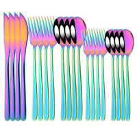 Thumbnail for 20Pcs Pink Silver Stainless Steel Dinnerware Set - Casatrail.com