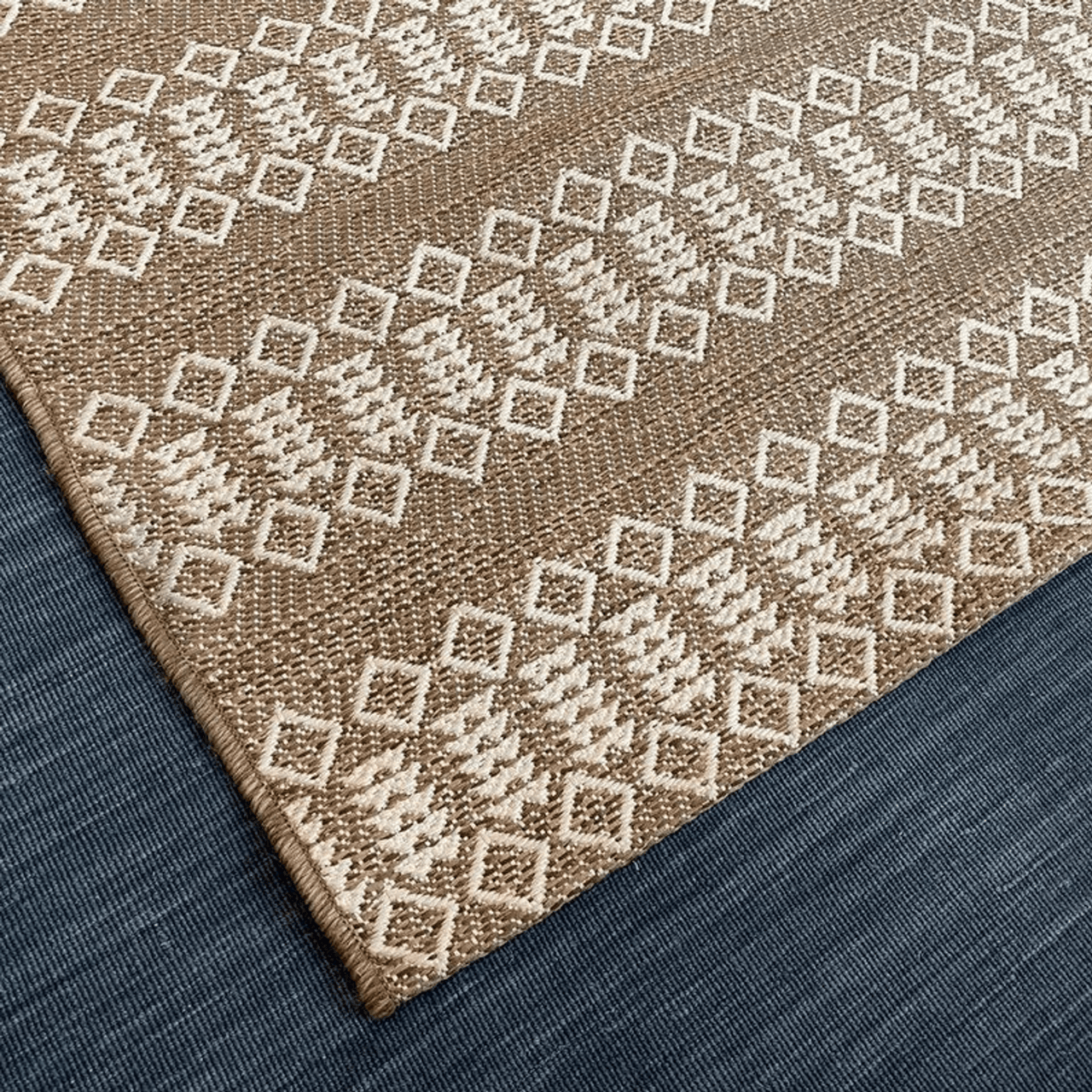 Elegant Brown Beige Tribal Boho Outdoor Area Rug - 7X10 Feet