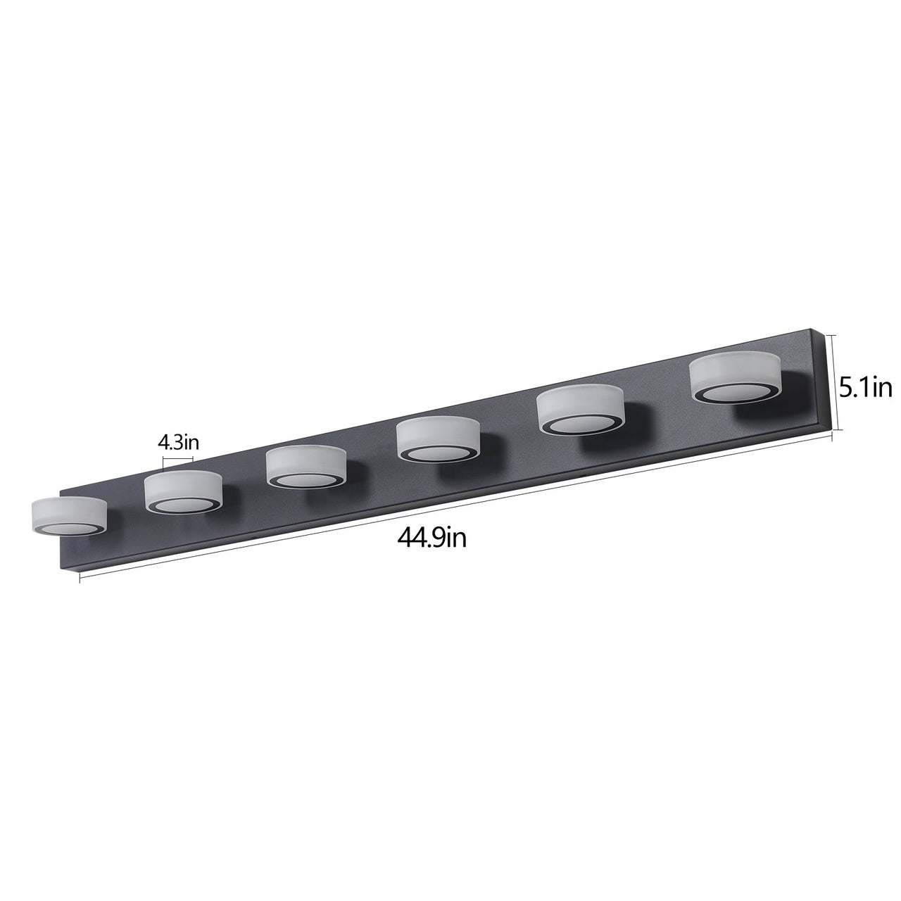 LED Modern Black 6-Light Vanity Lights Fixtures Over Mirror Bath Wall