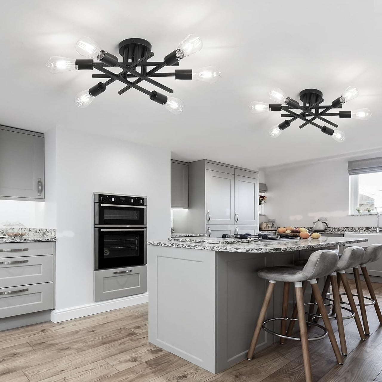 6-Lights Semi Flush Mount Ceiling Light Fixture