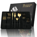 24Pcs Black Handle Cutlery Set