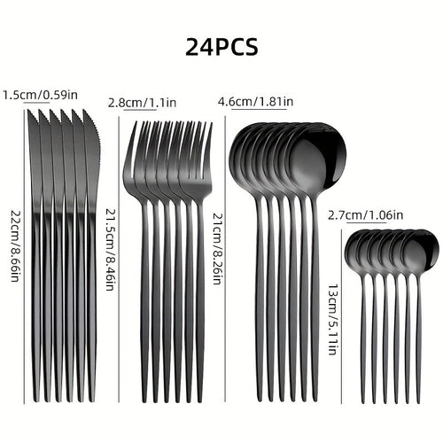 24Piece DishwasherSafe Stainless Steel Cutlery Set